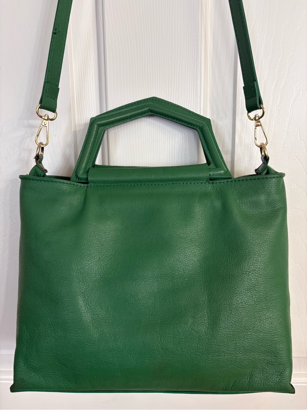 Anna Paola Emerald Green Structured Leather Satchel - Picture 4 of 9